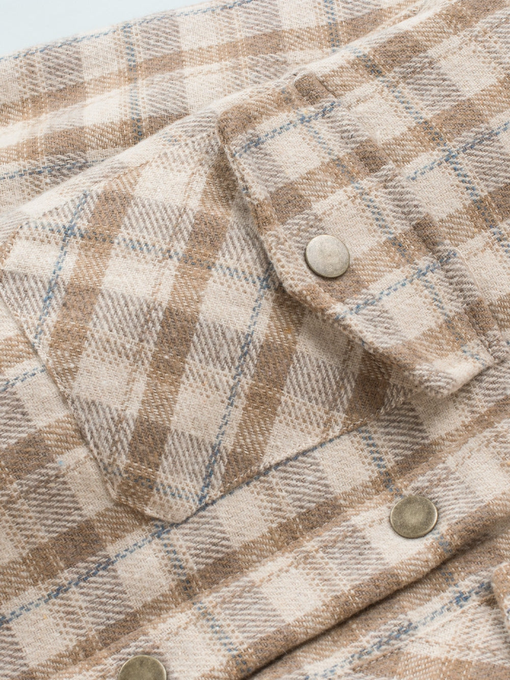 Khaki Checkered Sherpa-Lined Hooded Shacket