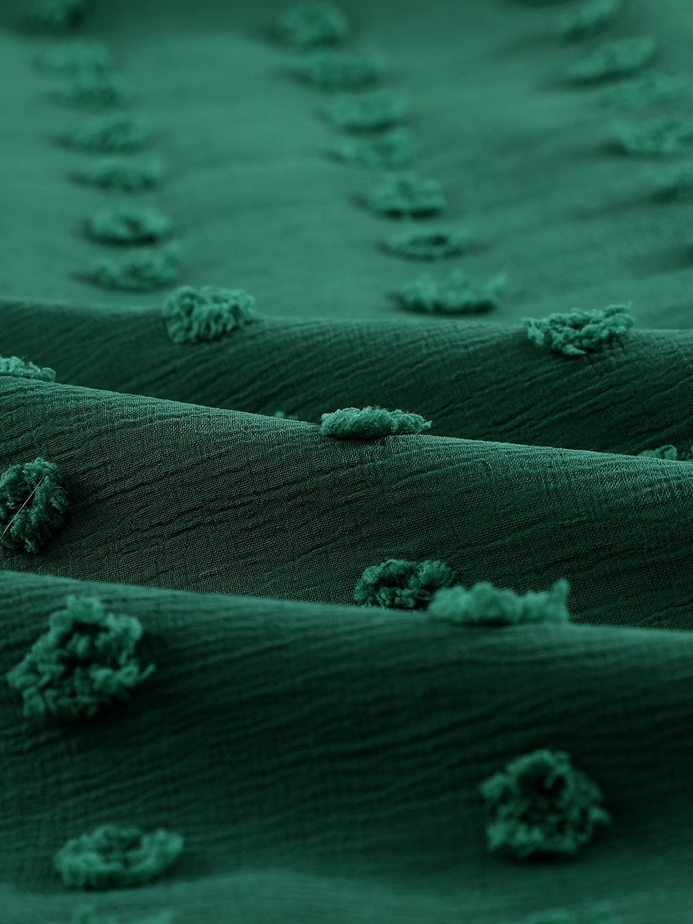 Green Fuzzy Polka Dot Shirt with Long Sleeves