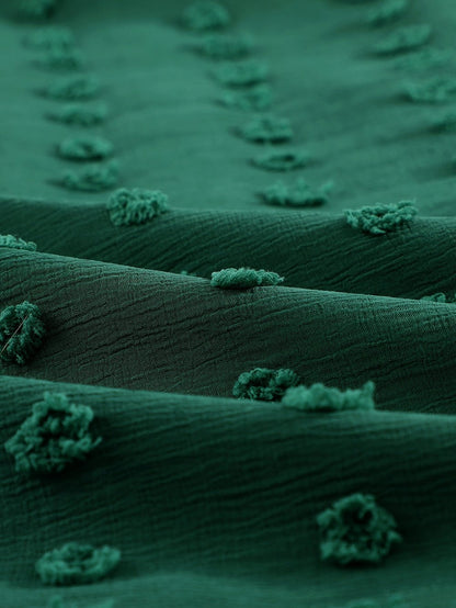 Green Fuzzy Polka Dot Shirt with Long Sleeves