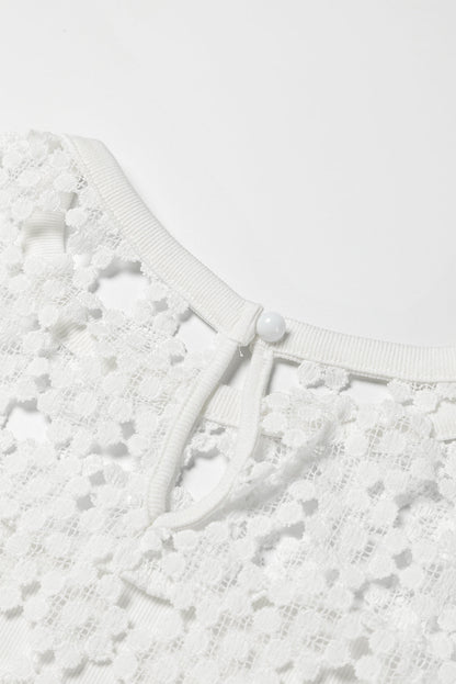 Elegant Floral Lace Hollowed Long Sleeve Blouse