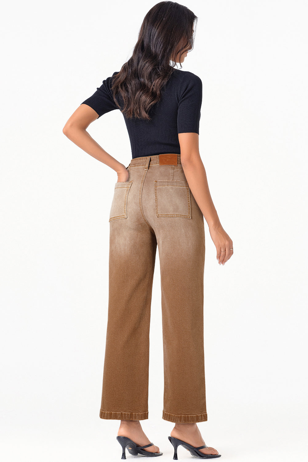 Brown Mimimalist Patch Pocket Womens Shift Jeans