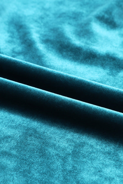 Frilled Neck Green Velvet Top with Buttoned Front