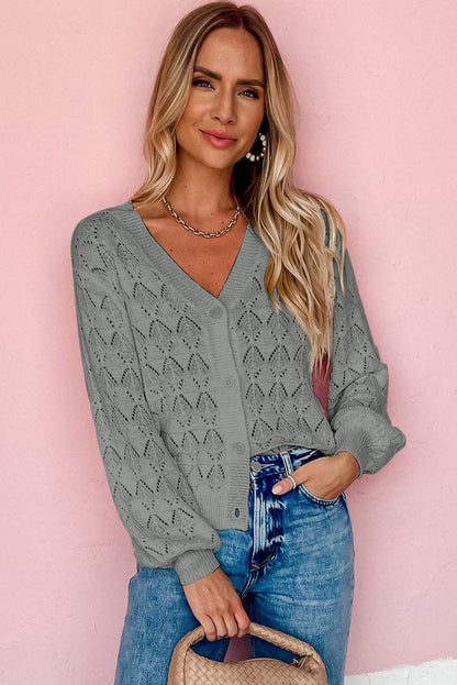 gray crochet cardigan