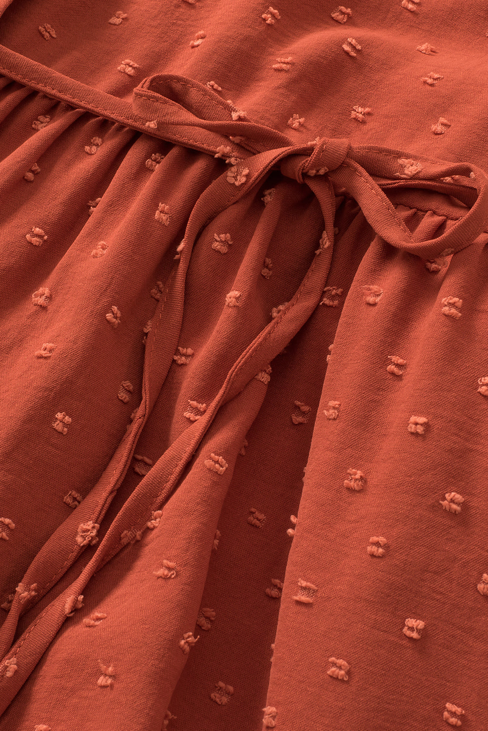 Golden Sparks Plus Size Swiss Dot V Neck Wrap Tie Side Blouse