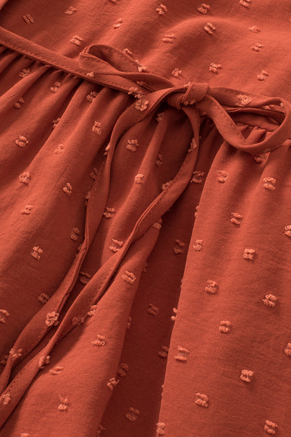 Golden Sparks Plus Size Swiss Dot V Neck Wrap Tie Side Blouse