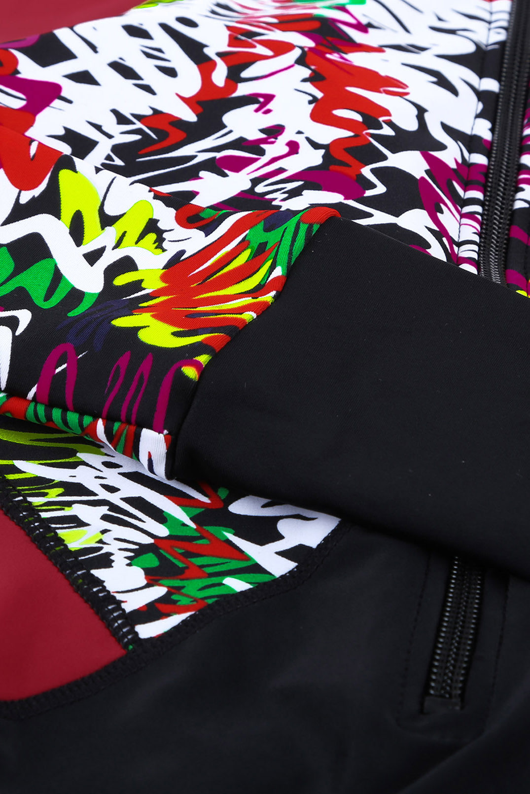 Flaming Red Blossom Striped Patchwork Rashguard One-piece Swimwear