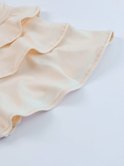 Apricot Tiered Ruffle Sleeve T-Shirt with Chic Style