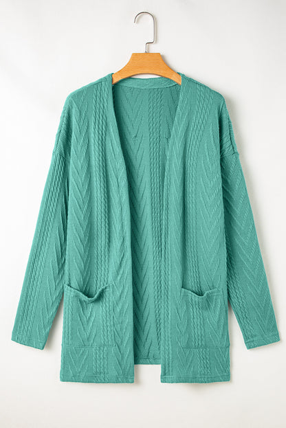 Canton  Solid Textured Open Front Cardigan with Pocket