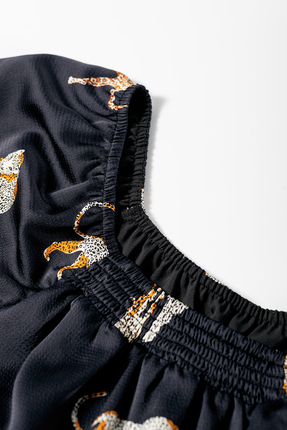 Cheetah Wonderland Plus Size Mini Dress with Puff Sleeve Flair