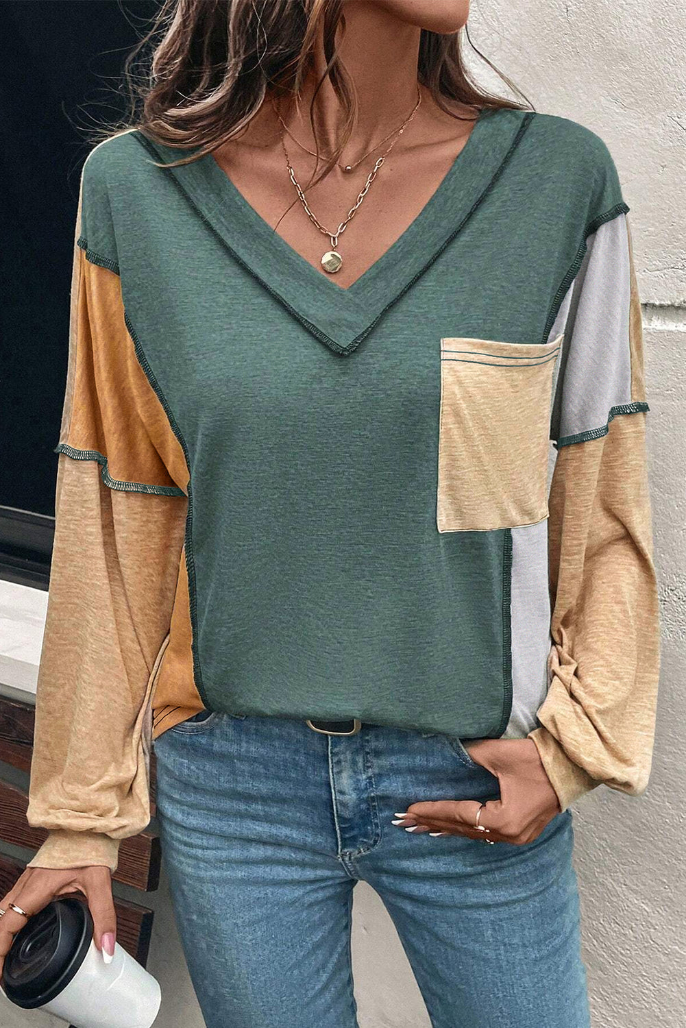 color block long sleeve top