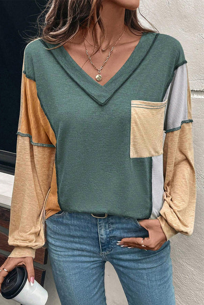color block long sleeve top