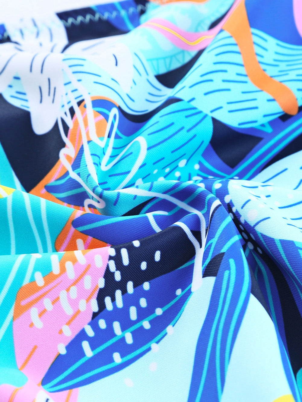 Green Floral Ruffle Square Neck High Waist Bikini Set