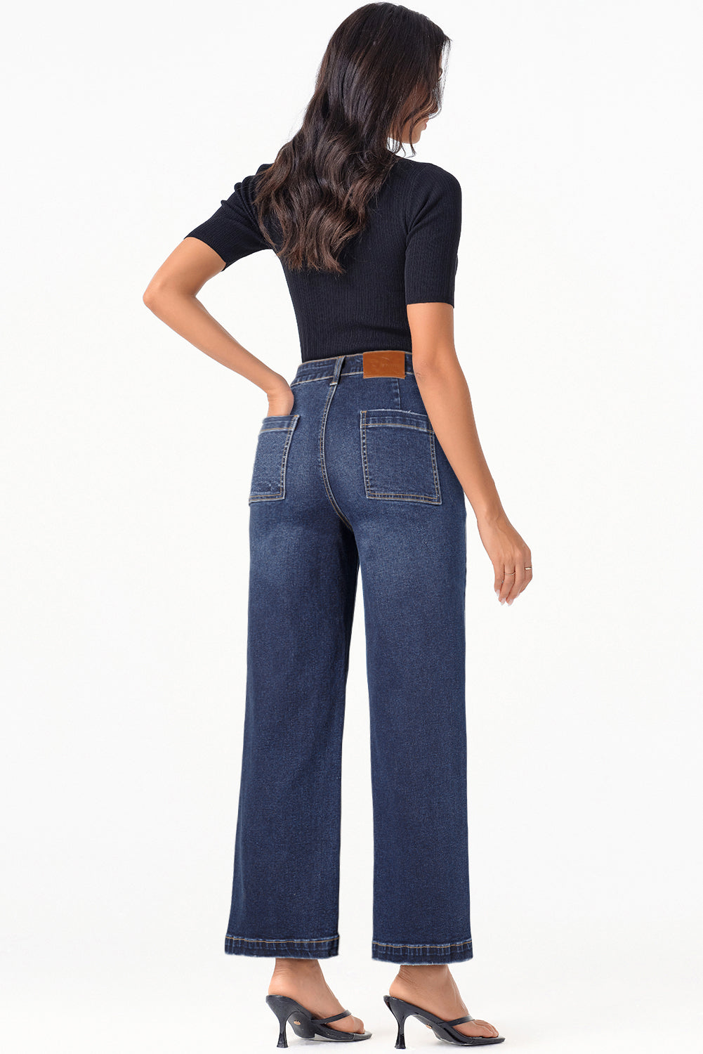 Sail Blue Mimimalist Patch Pocket Womens Shift Jeans