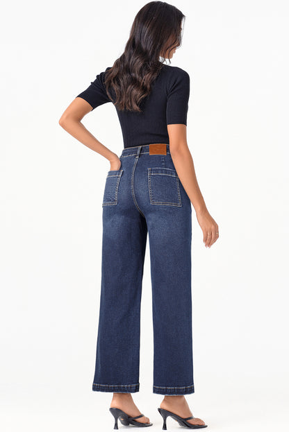 Sail Blue Mimimalist Patch Pocket Womens Shift Jeans