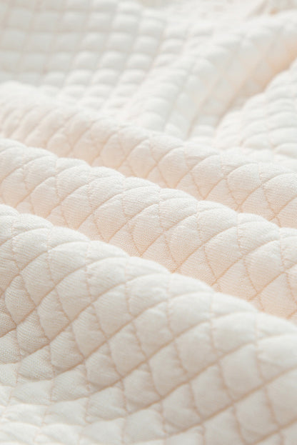 Eyelet Accent Quilted Patchwork Sleeve Blouse