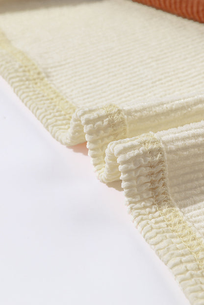 Khaki Ribbed Leopard Print Plus Size Bubble Sleeve Top