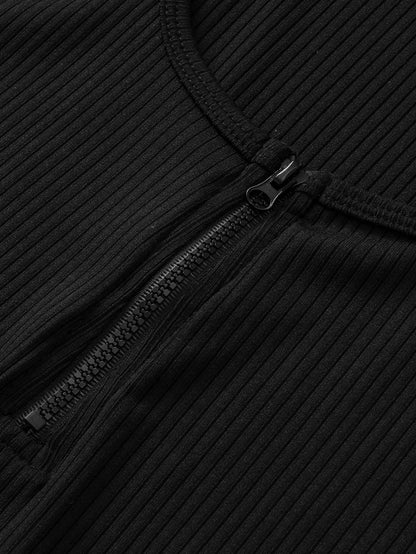 Black Zipper Front Racerback Tank Top for Plus Size Women