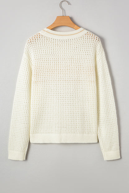 white beach sweater