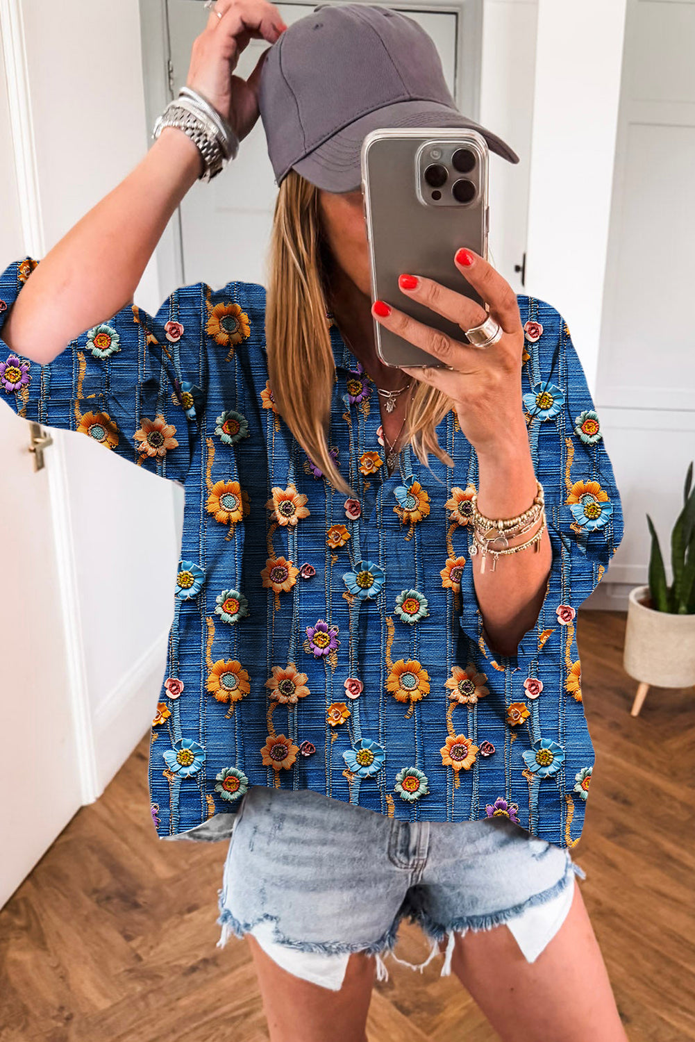 blue floral top