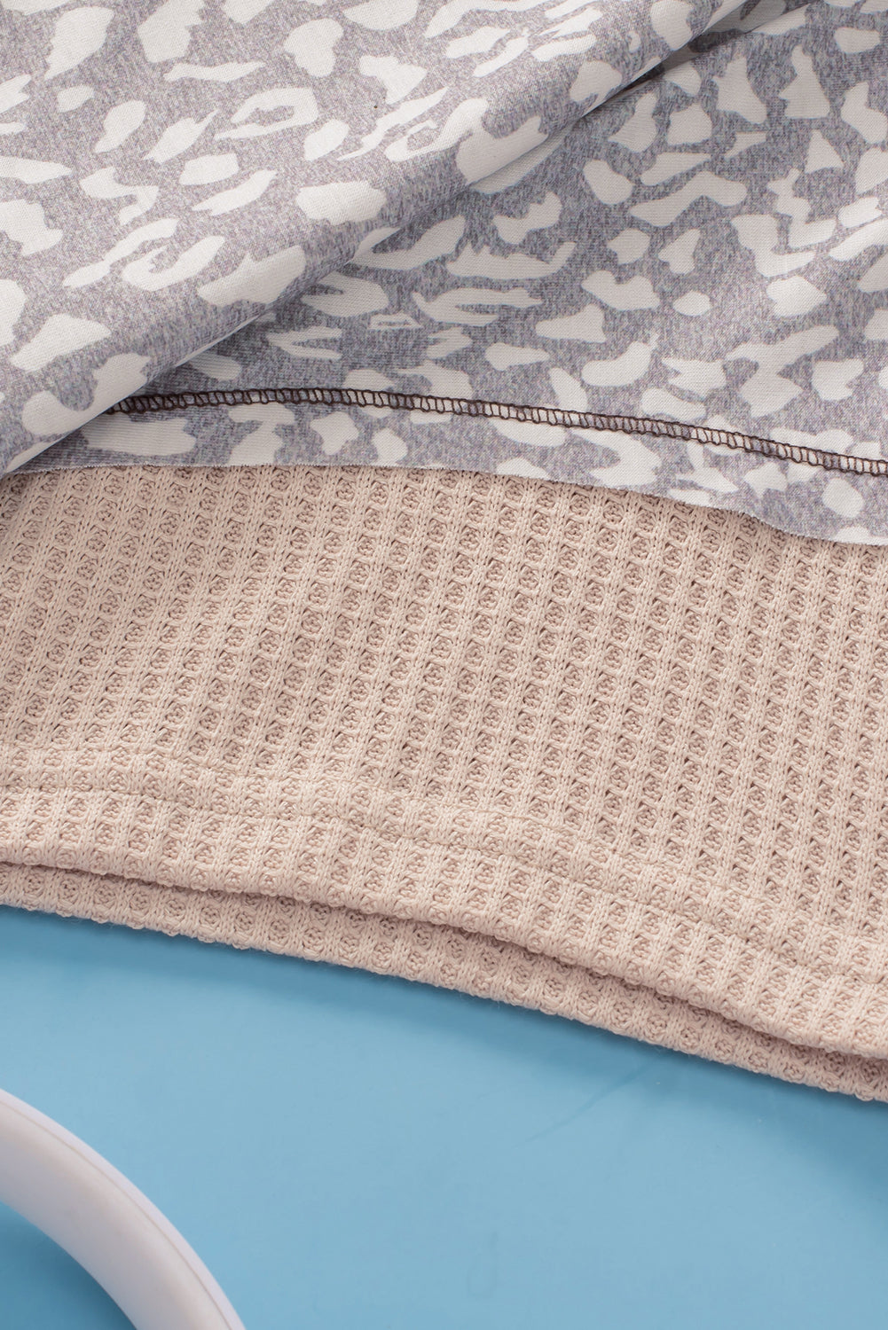 Leopard Print Colorblock V Neck Khaki Plus Size Tunic