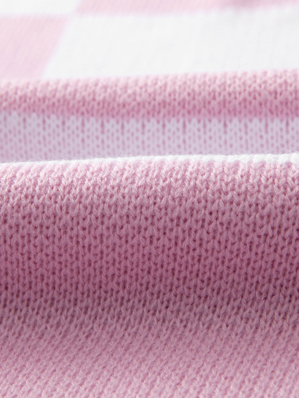 Elegant Pink Plaid Bishop Sleeve Knit Sweater