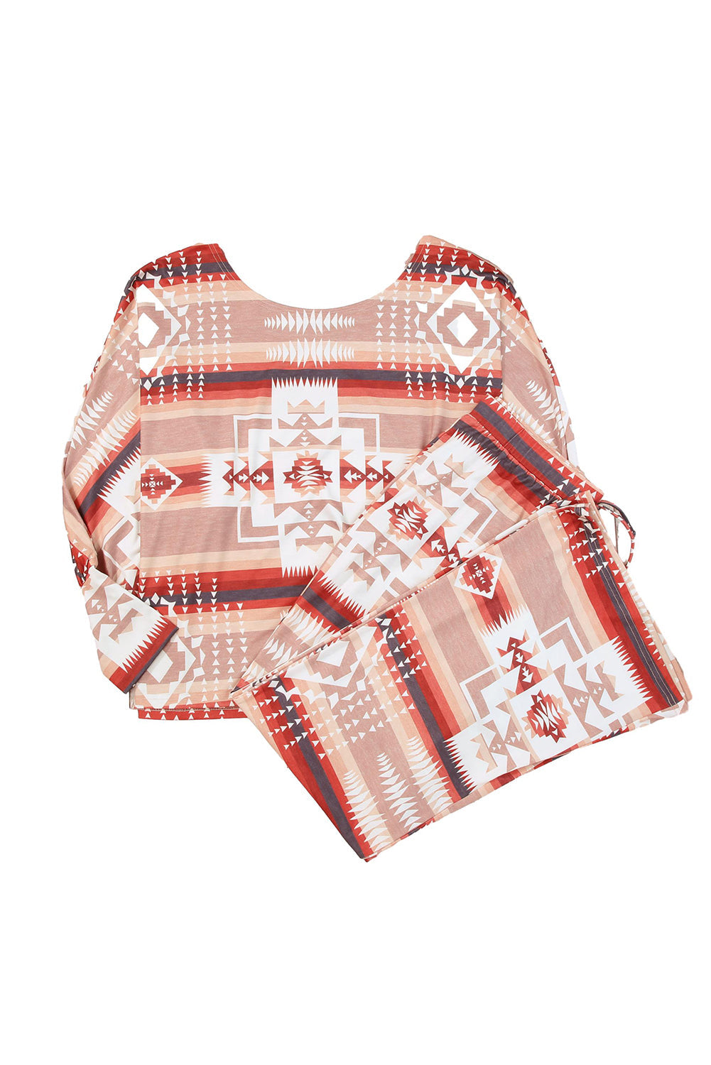 Aztec Bliss Multicolour Lounge Set with Puff Sleeves and Wide Leg Pants