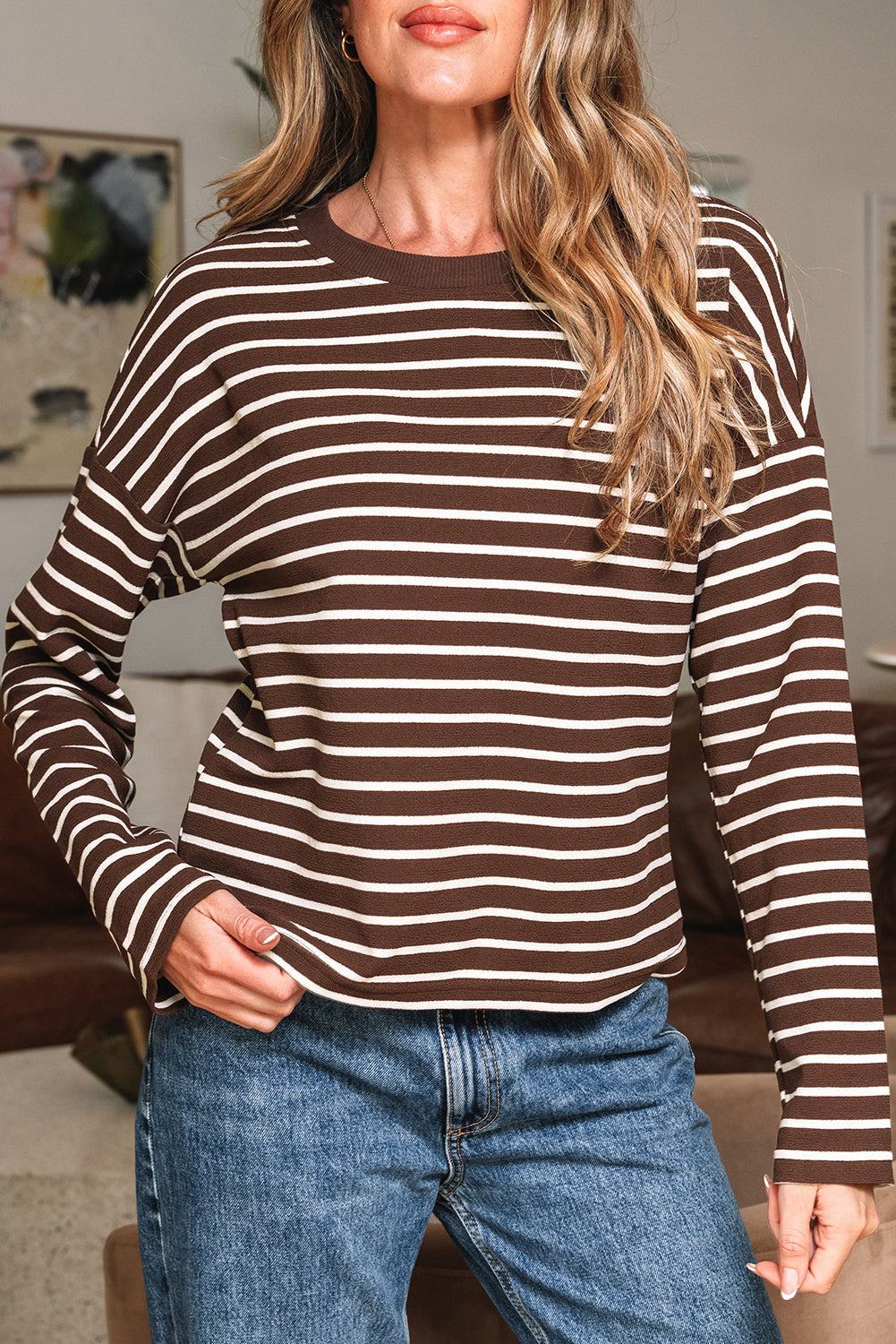 brown stripe t shirt