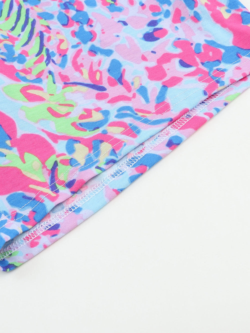 Floral Sky Blue Lounge Set with Coordinating Drawstring Shorts