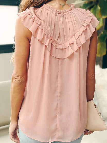 Elegant Ruffle Chiffon Tank Top