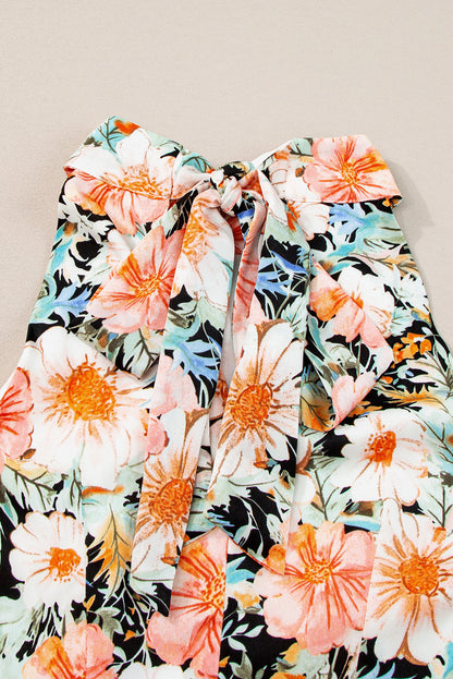 Floral V-Neck Off-Shoulder Short Sleeve Dress