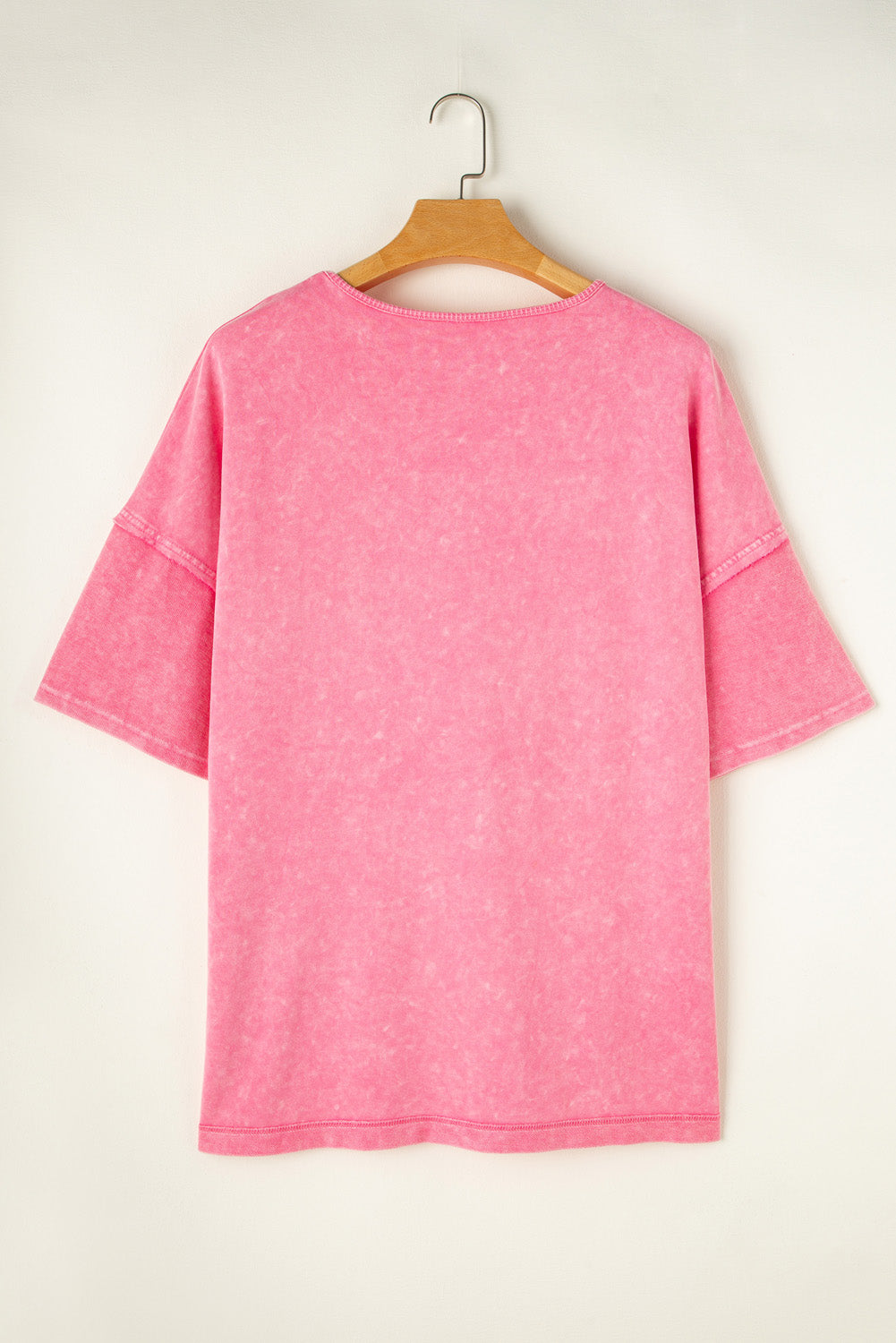 Strawberry Pink Mineral Wash Oversized Patchwork Tee
