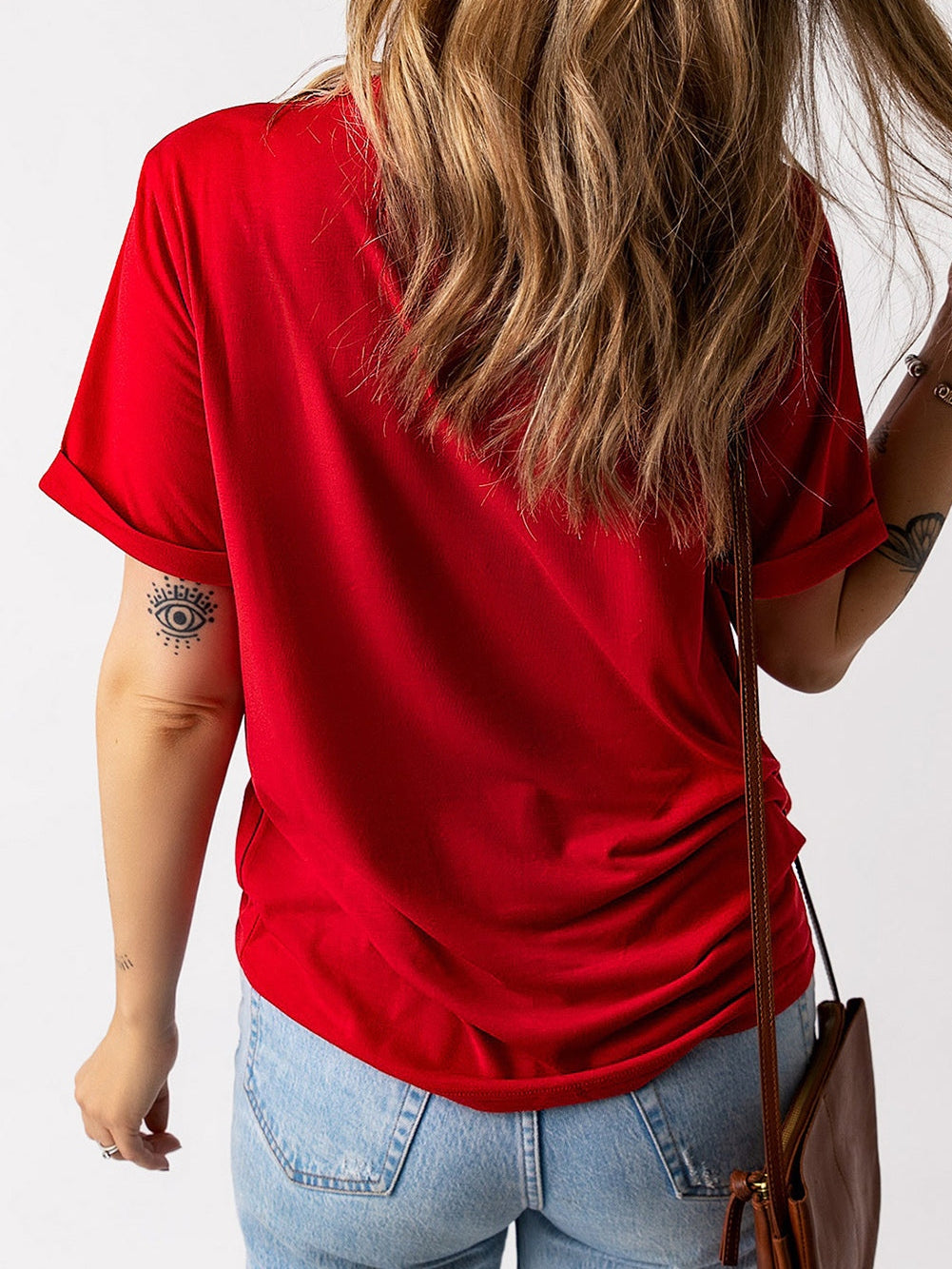 Fiery Red Casual Short Sleeve T-Shirt