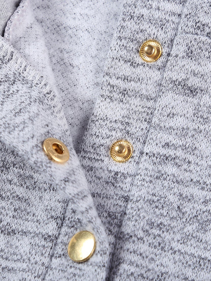 Heathered Pocketed Casual Hooded Pullover