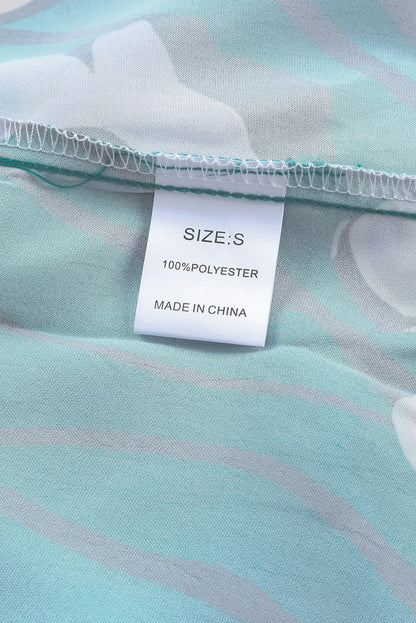 Floral Mock Neck Ruffle Sleeve Blouse