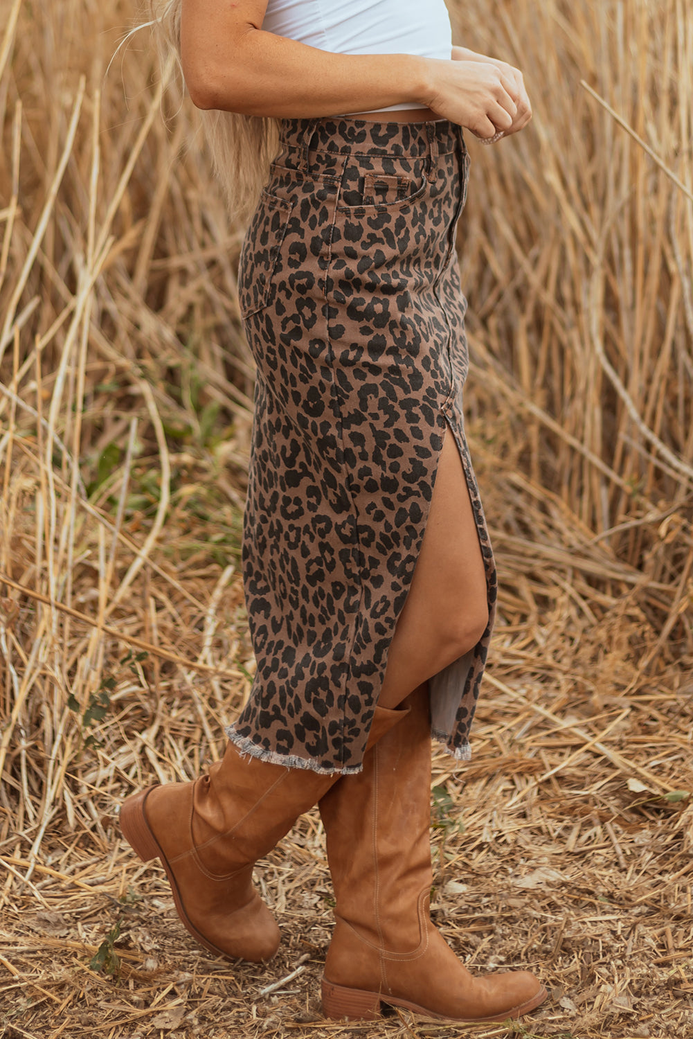 leopard midi skirt