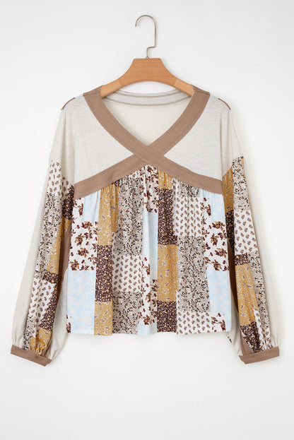 patchwork long sleeve top