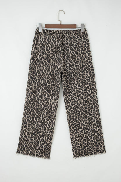 Yellow Leopard Straight Loose Leg Jeans