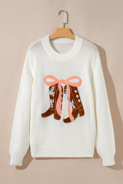 white embroidered sweater