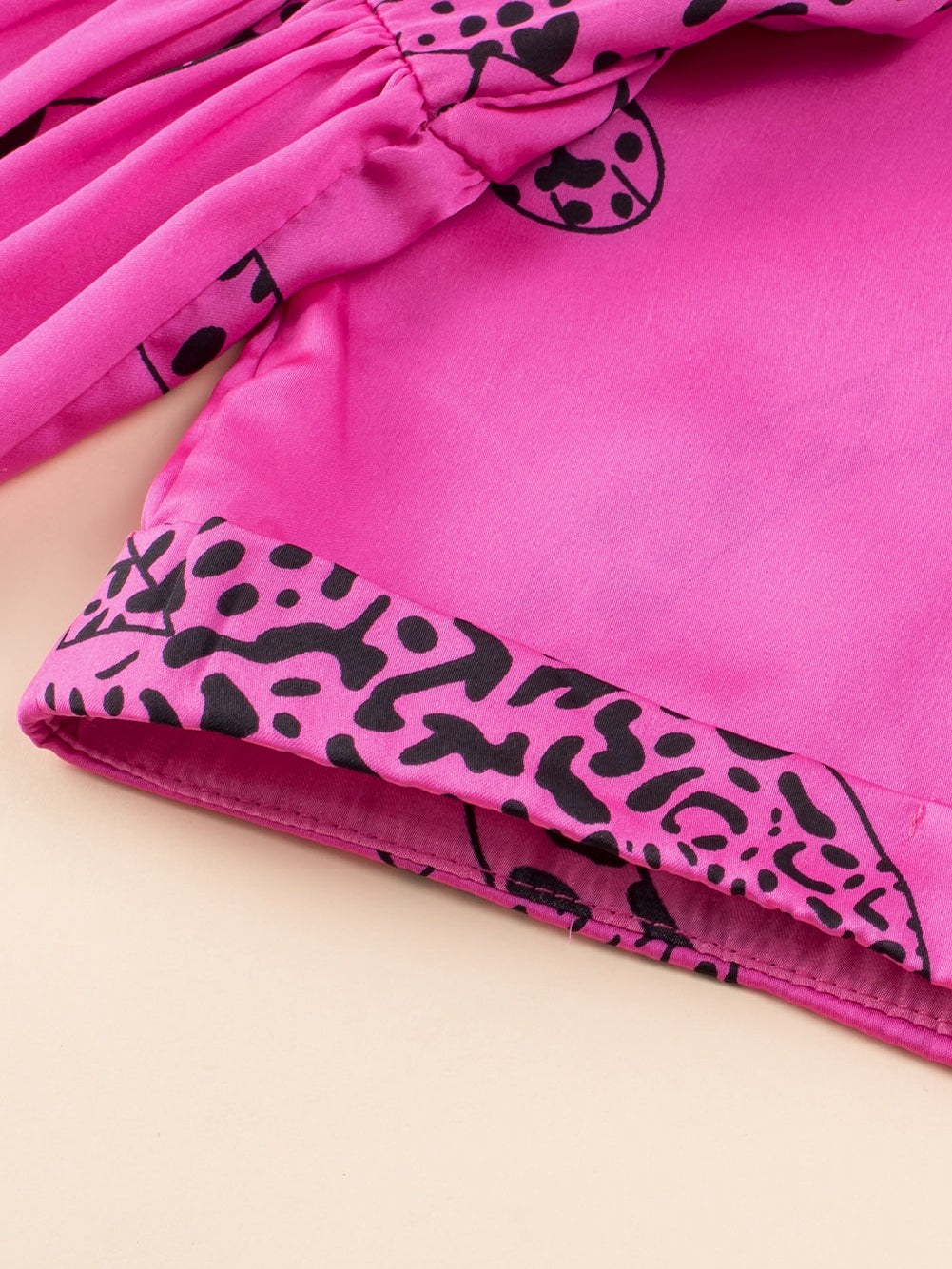 Rose Cheetah Print Half Sleeve Buttoned Plus Size Mini Dress