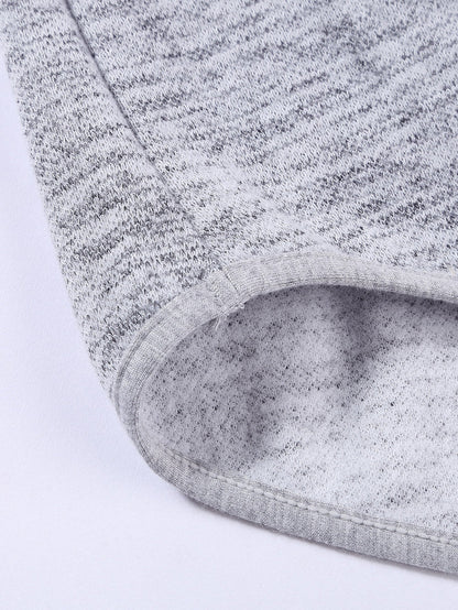 Heathered Pocketed Casual Hooded Pullover