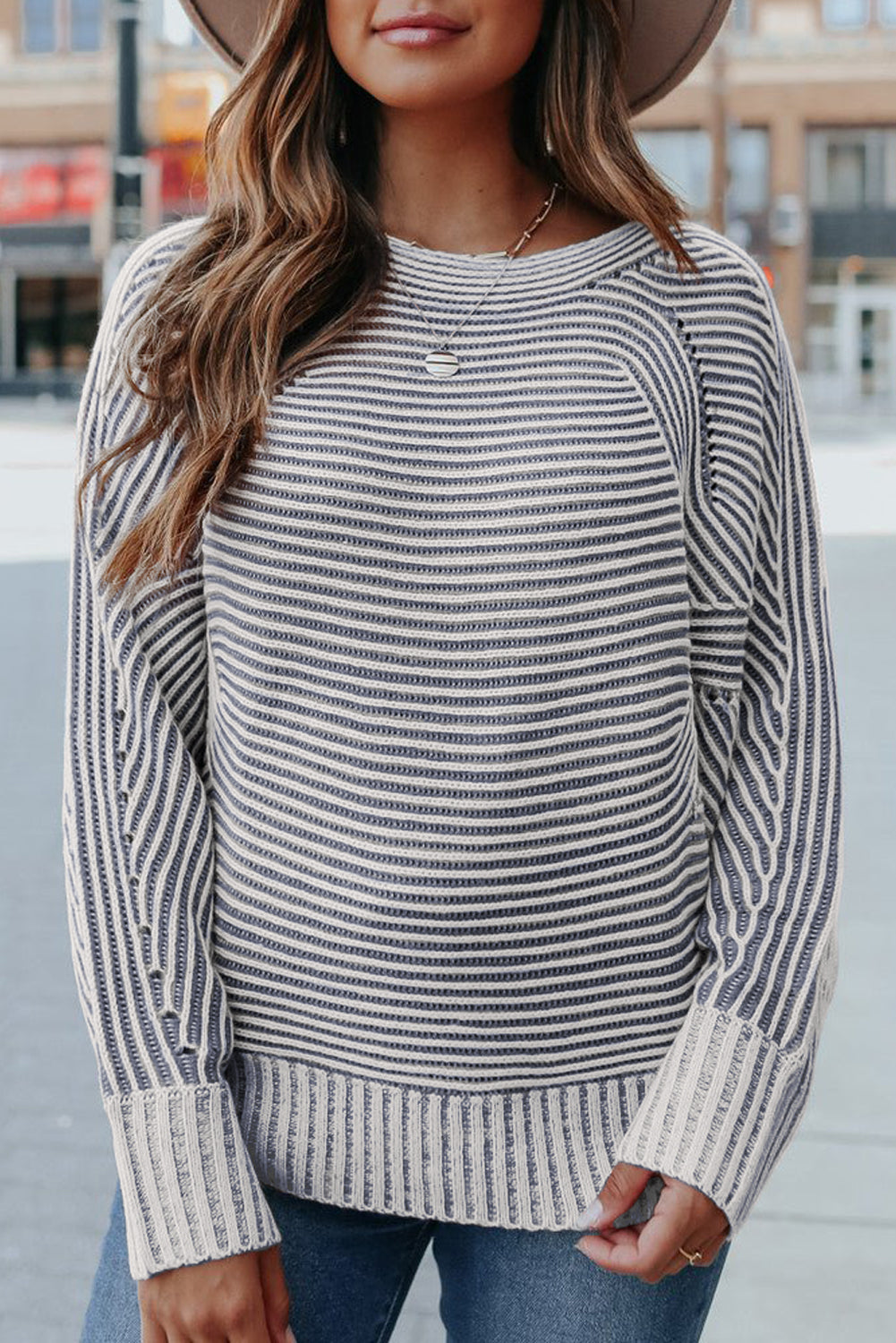 striped knit sweater