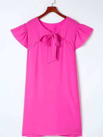 Rose Plus Size Ruffle Sleeve Mini Dress