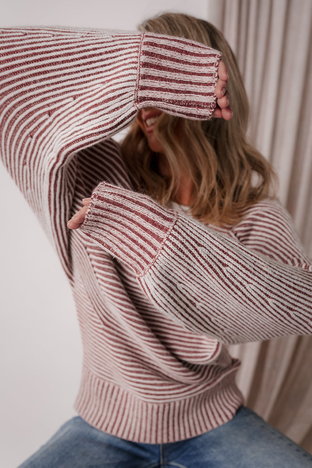 striped knit sweater