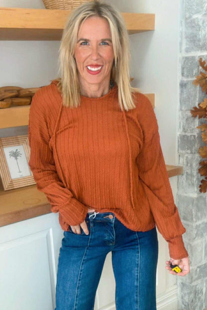 Cinnamon The Raphaela Cable Knit Hoodie Top
