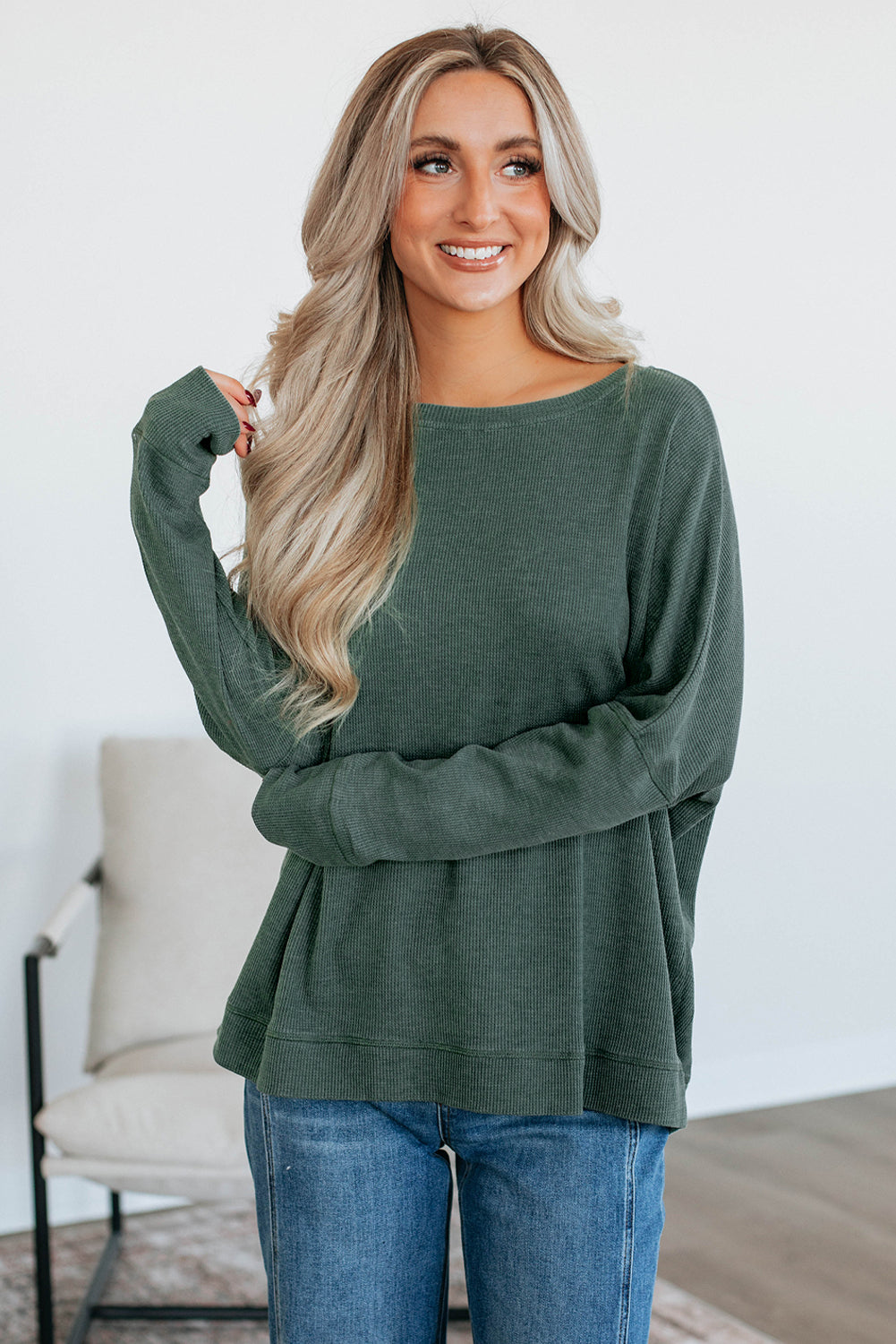waffle long sleeve top