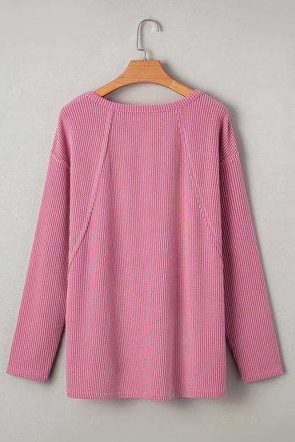 twisted ribbed long sleeve top