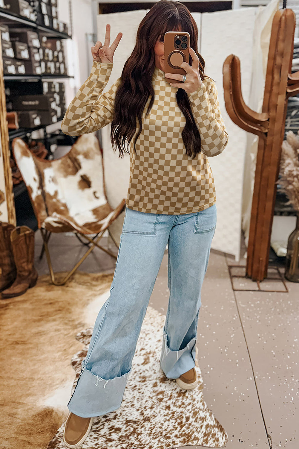 high neck long sleeve tee