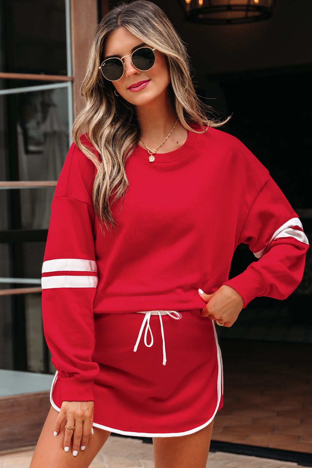 oversize sweatshirt mini skirt set
