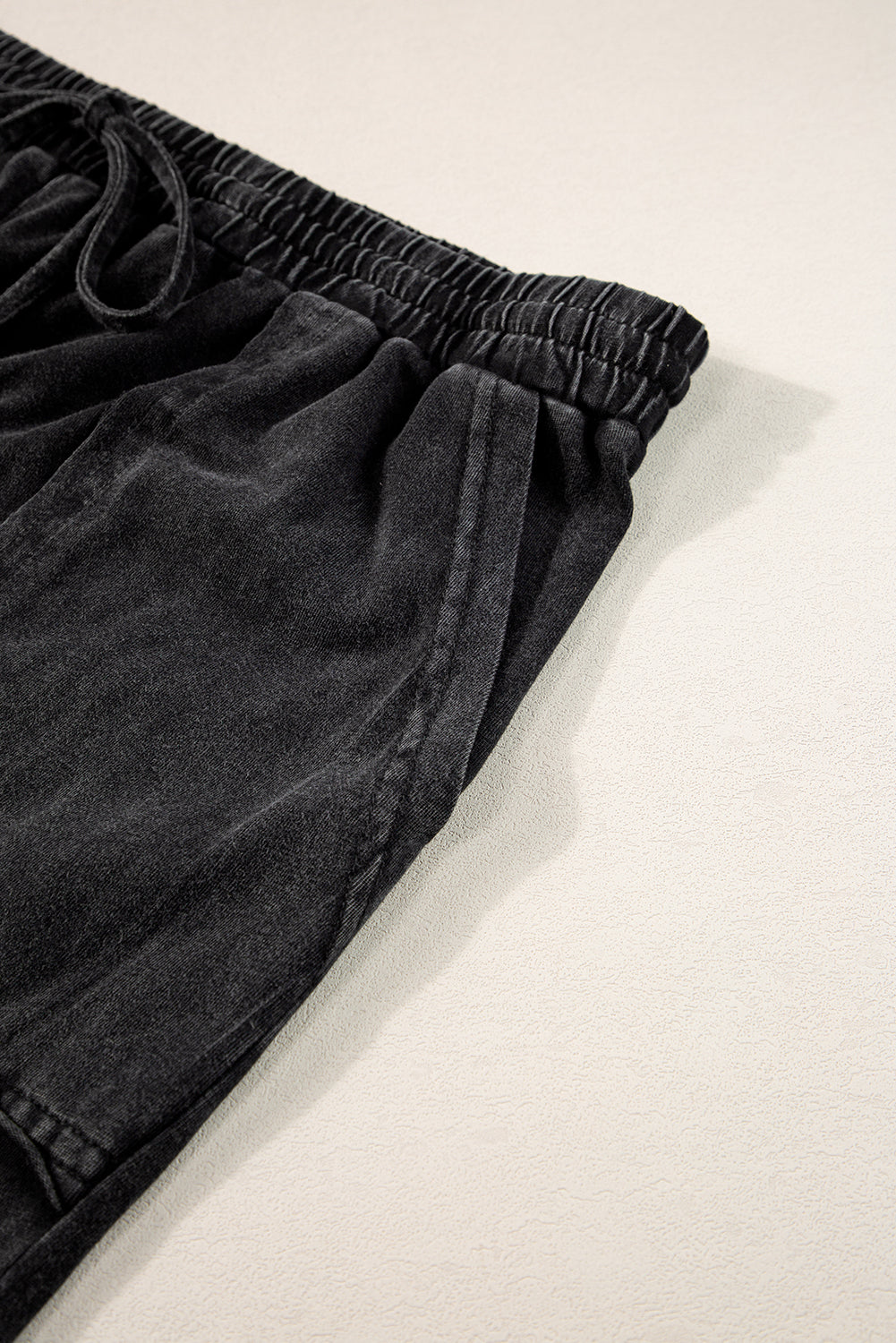 Midnight Mineral Wash Wide Leg Capri Pants with Exposed Seams