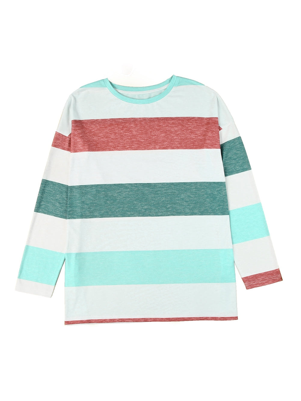 Green Striped Colorblock Shift Top for Curvy Women